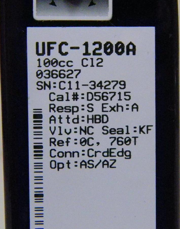 Used Unit UFC-1200A Mass Flow Controller, Gas- C12, Range- 100 CC, Used