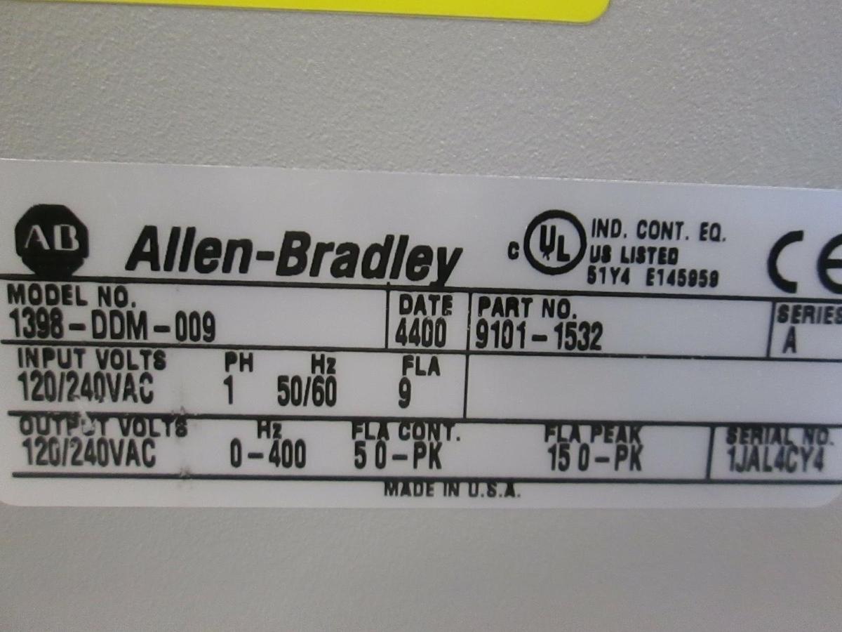 Used Allen-Bradley Digital Servo Drive, 1398-DDM-009, Used