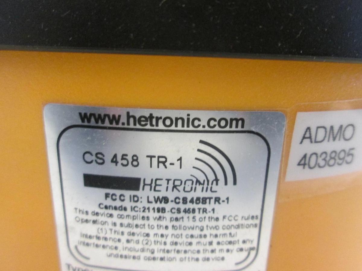Used Hetronic, CS 458 TR-1 Pistol Grip Transmitter w/ VersaPak Battery Charger, Used