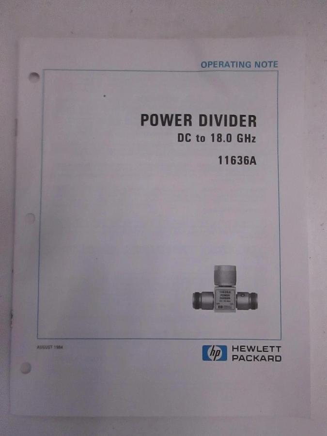Used HP Power Divider DC to 18GHz 11636A, Operating Note, Used