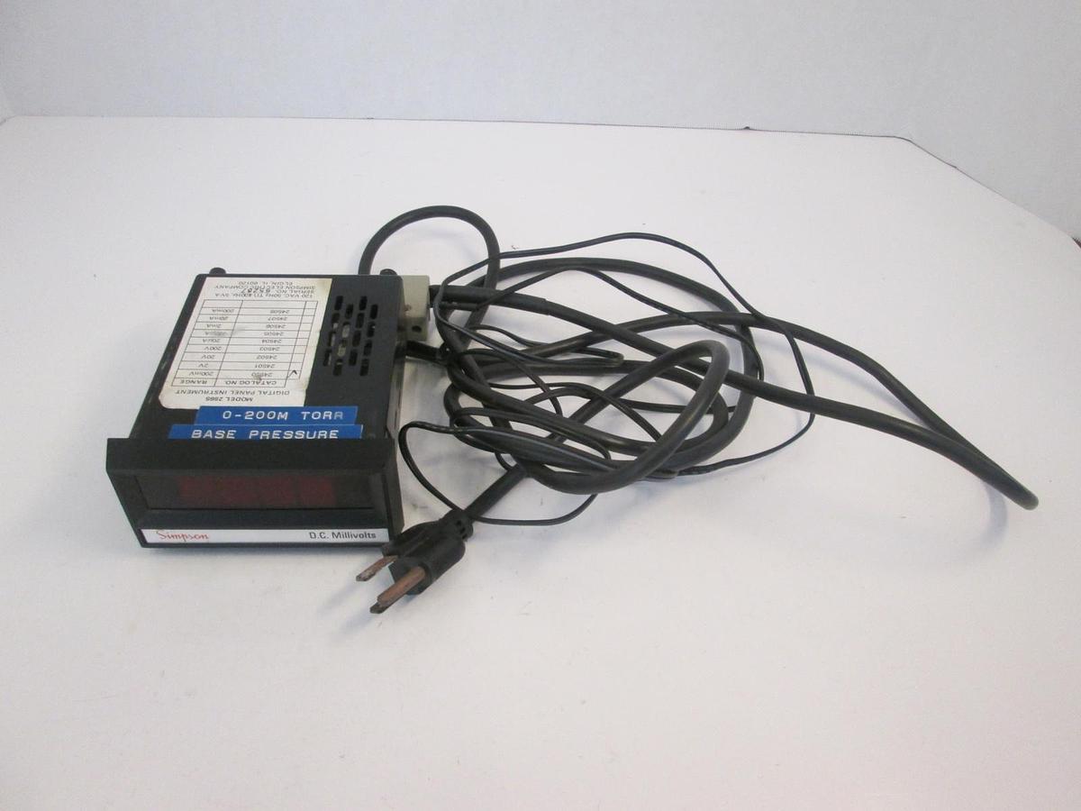 Used Simpson Digital Panel Meter, DC Millivolts, 2865, 120 VAC, 50-400Hz, Used