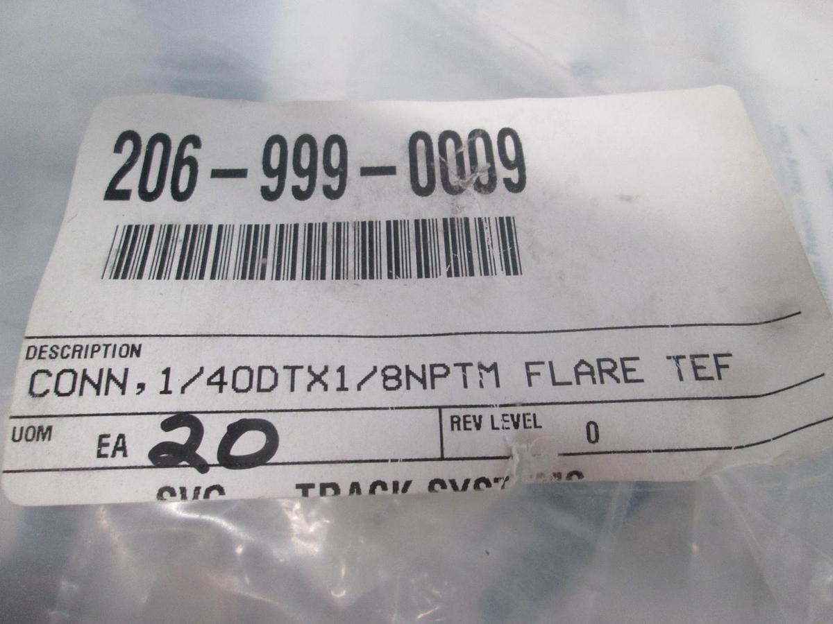 Entegris, Conn, 1/4ODTX1/8NPTM Flare Teflon, 206-999-0009, New, Lot of 20