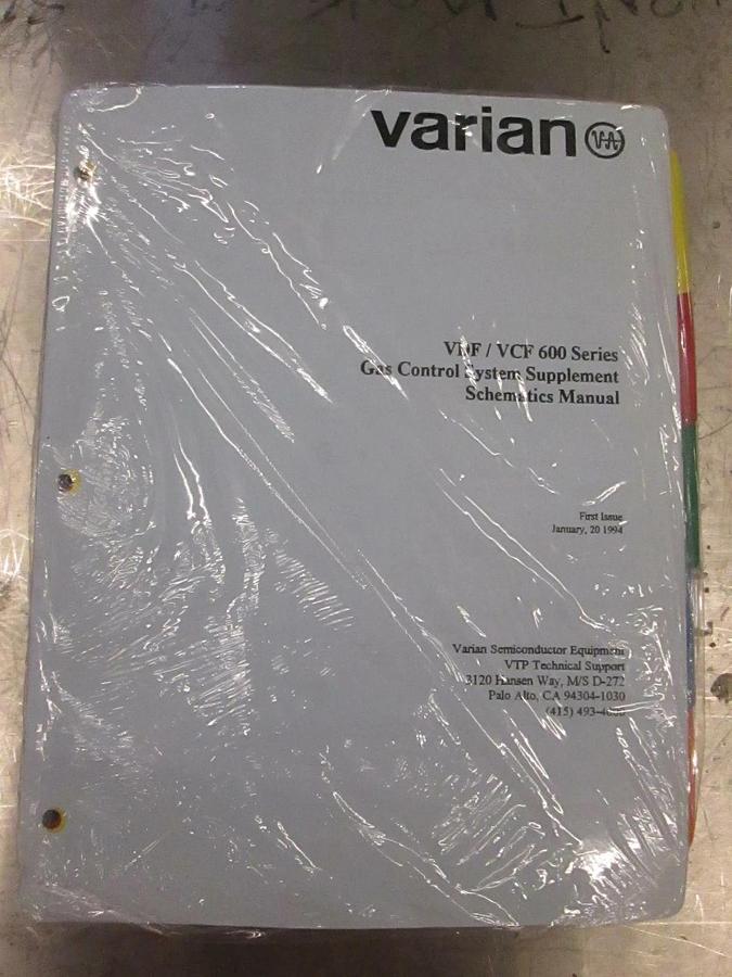 Used Varian VDF/VCF 600 Series Gas Control System Supplement Schematic Manual, New