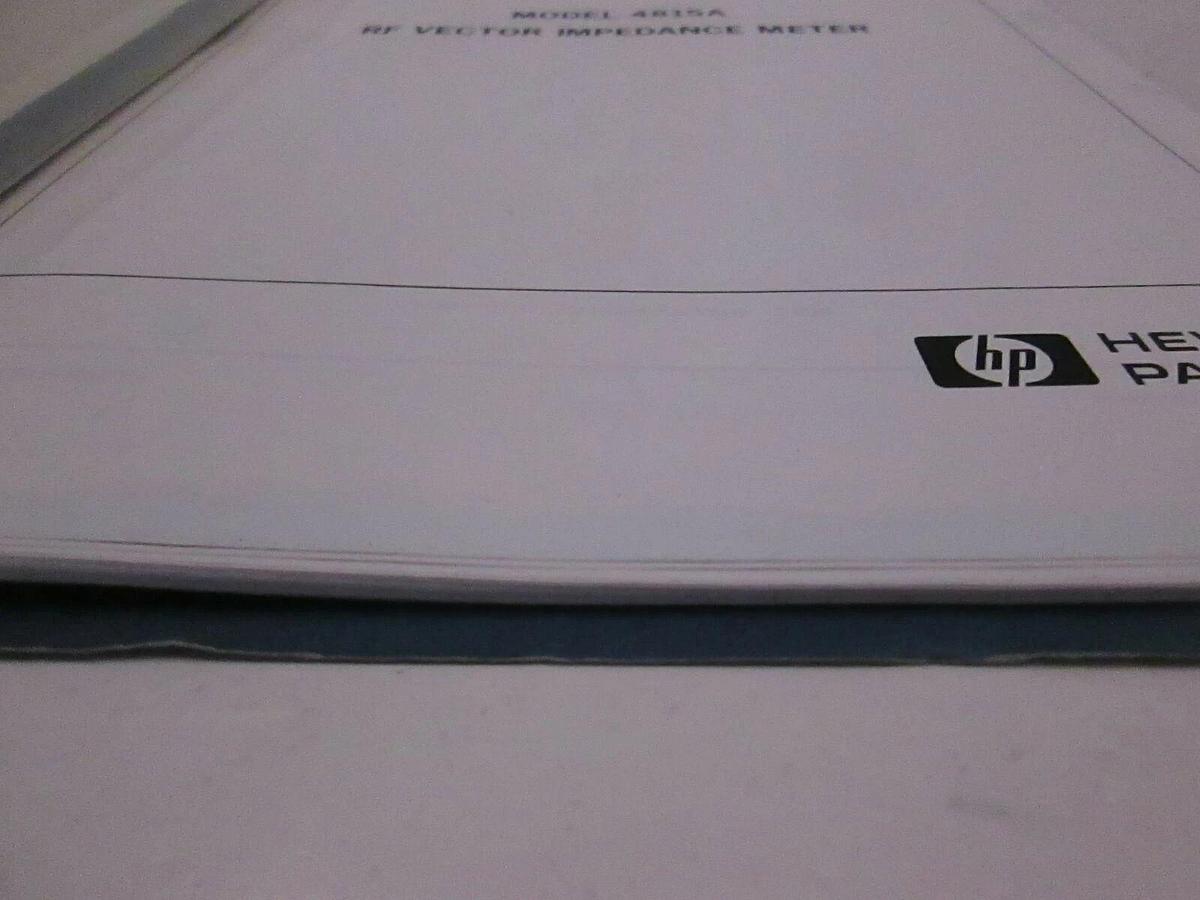 Used HP Model 4815A RF Vector Impedance Meter Operating Information, Used