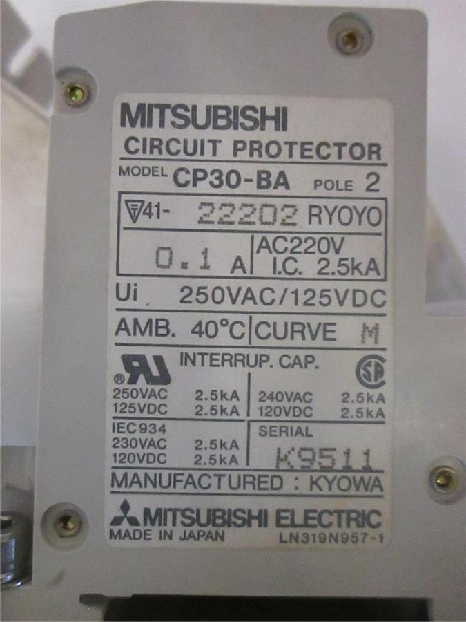 Used Mitsubishi, Circuit Protector, CP30-BA, Used, Lot of 2