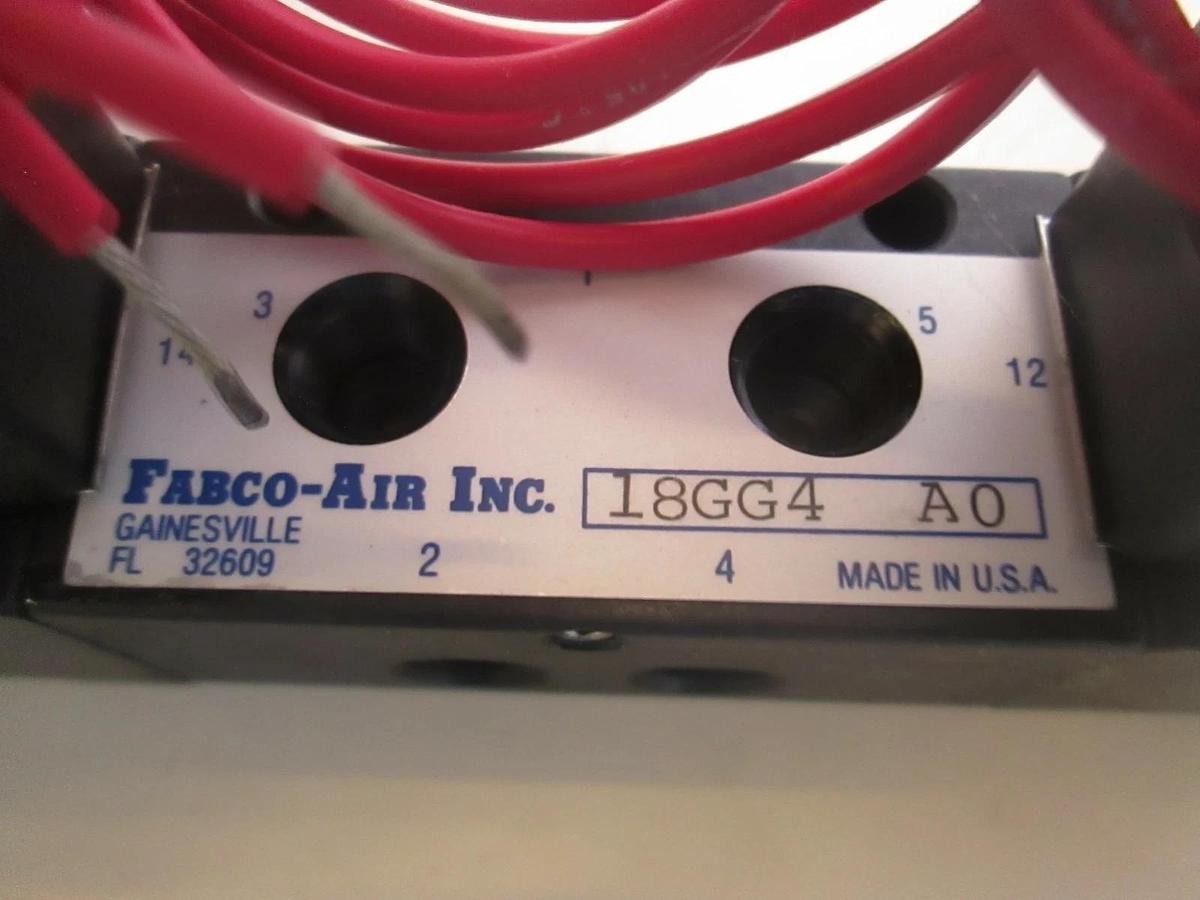 Used Fabco-Air Inc., 18GG4-A0, Directional Control Valve w/ 2 Solenoid Valves, Used