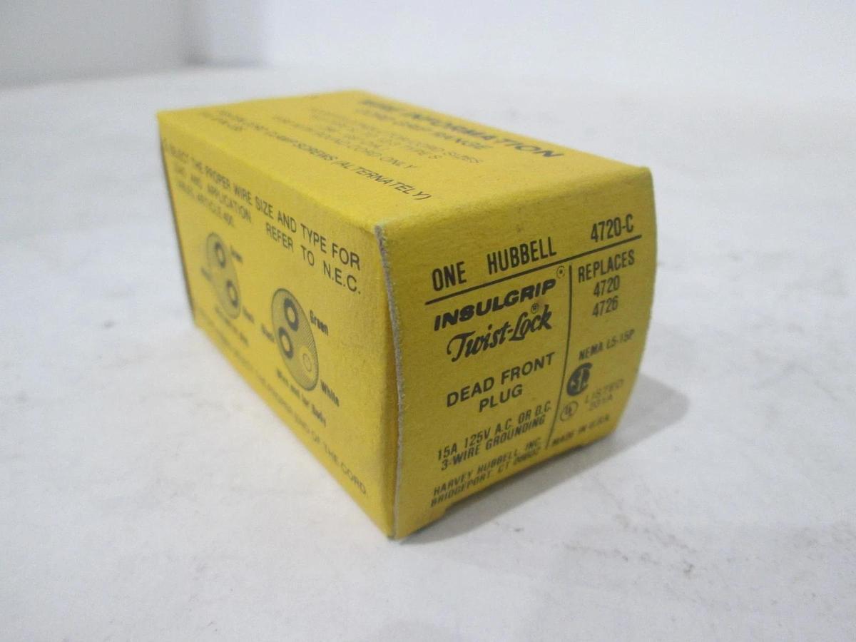 Hubbell, 4720-C, Dead Front Plug, 15A, 125V, New