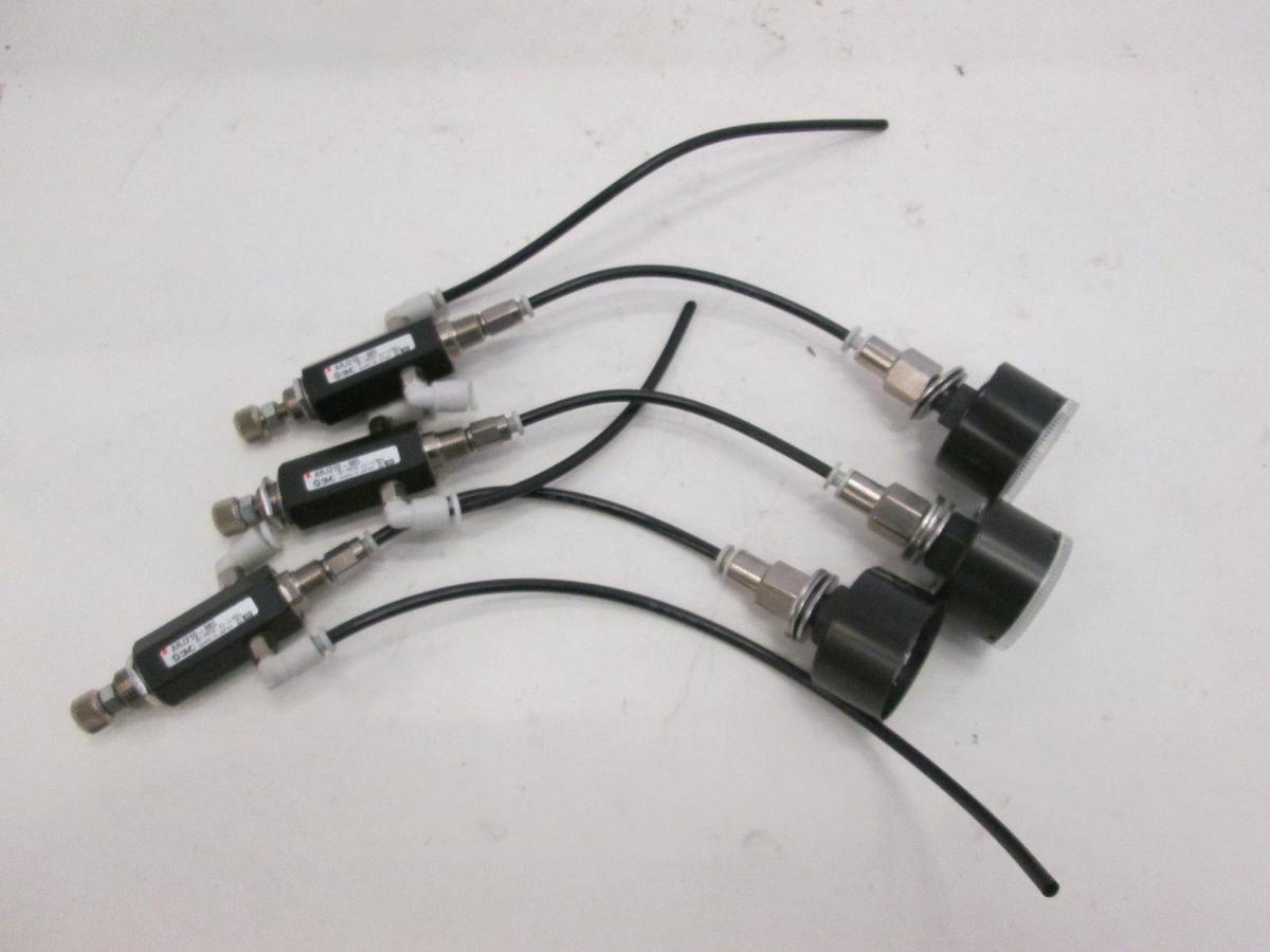 Used SMC, Mini Pressure Regulator, ARJ210-M5 w/ Gauge, Used, Lot of 3