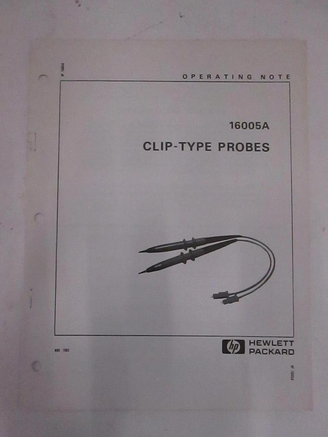 Used HP Model 16005A Clip-Type Probes Operation Note, Used