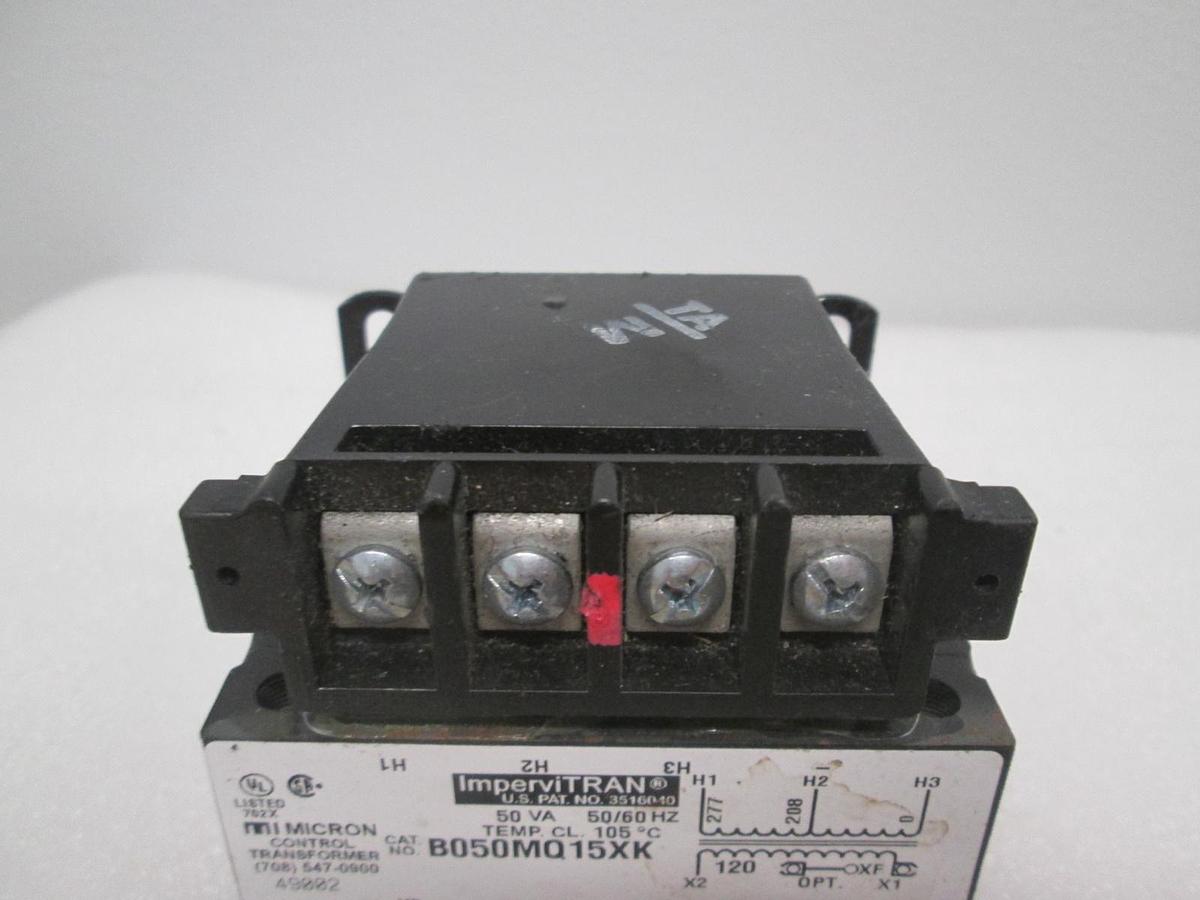 Used ImperviTRAN, B050MQ15XK, Micron Control Transformer, 50VA, 50/60Hz, Used