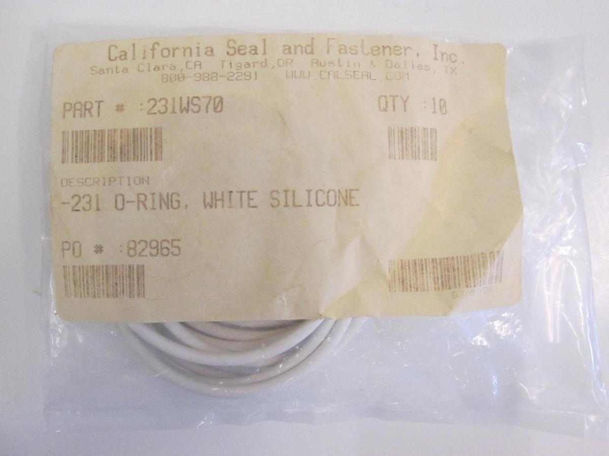 Used California Seal, 231WS70, White Silicone -231, O-Ring Lot of 10