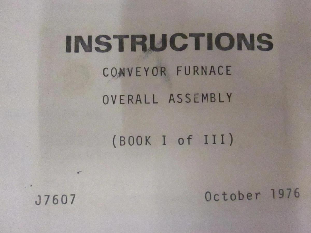 Used Tempress Conveyor Furnace Overall Assy Book 1, J7607, Used
