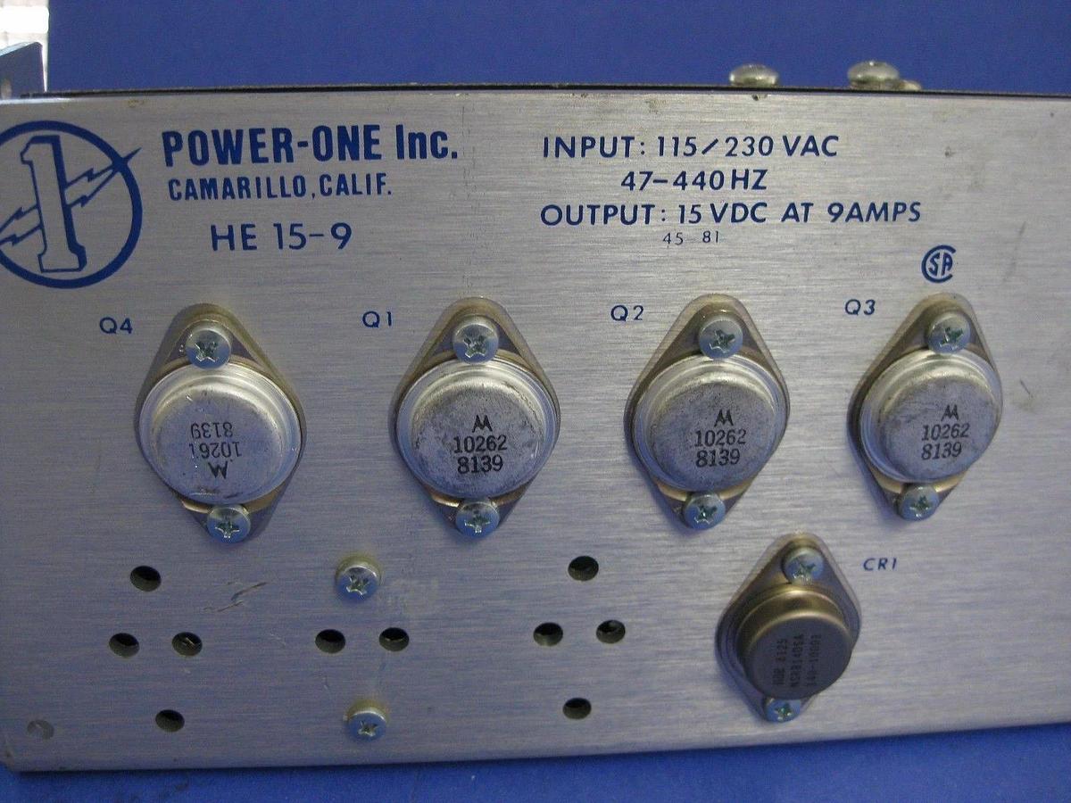 Used Power One HE 15-9 Power Supply, 47-440 HZ, 115/230 VAC, Used