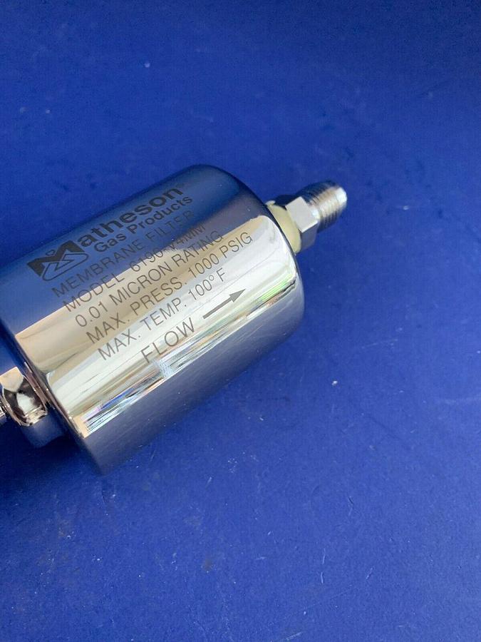 Used Matheson Inline Gas Filter 6190-V4MM, 1/4" Male VCR, 1000 psig, Used