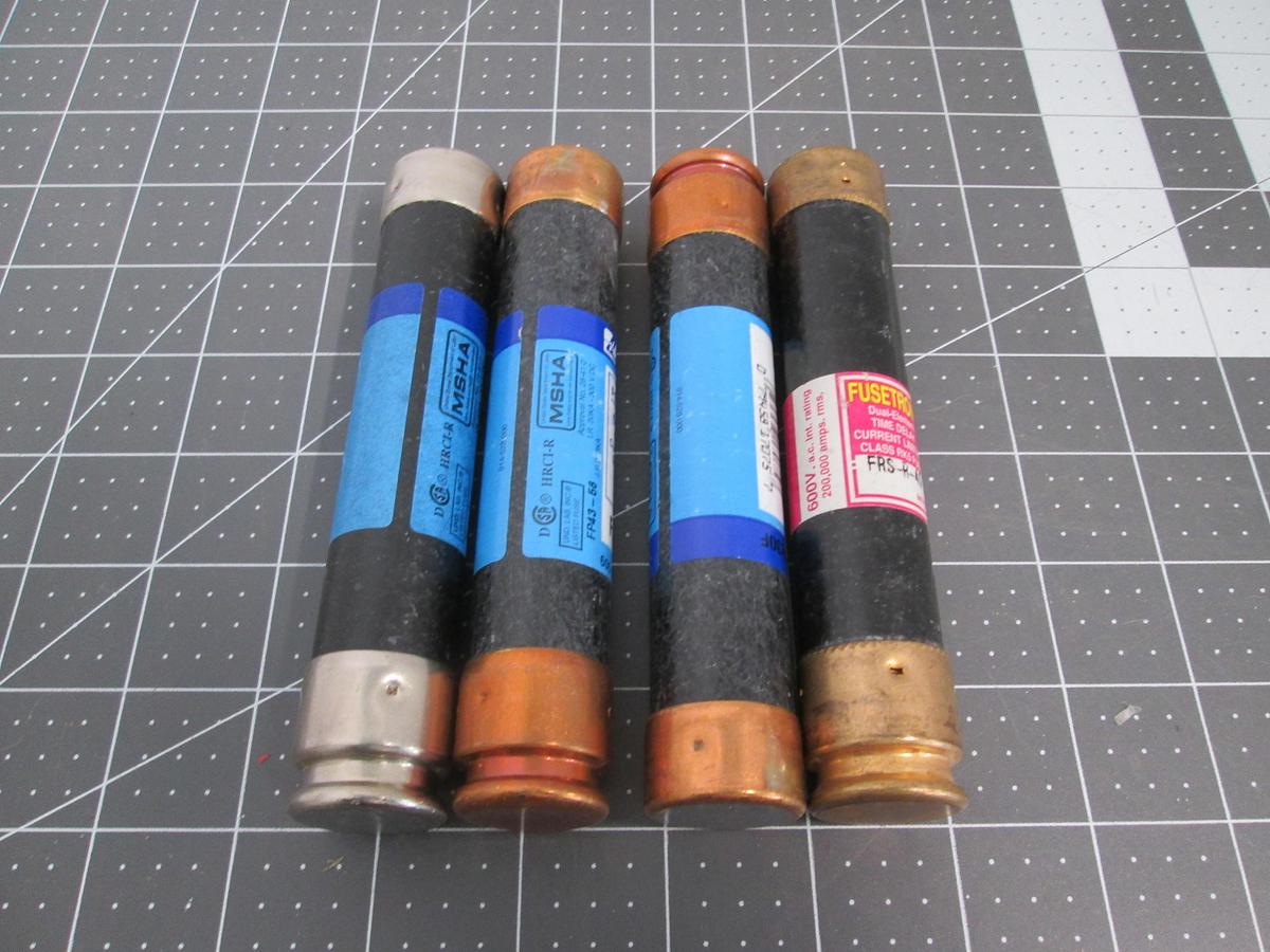 Used Bussmann Fusetron, FRS-R-40, 40A 600V Class RK5 Time Delay Fuse Lot of 4