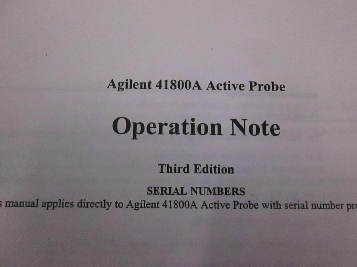 Used Agilent 41800A Active Probe Operating Note, Used