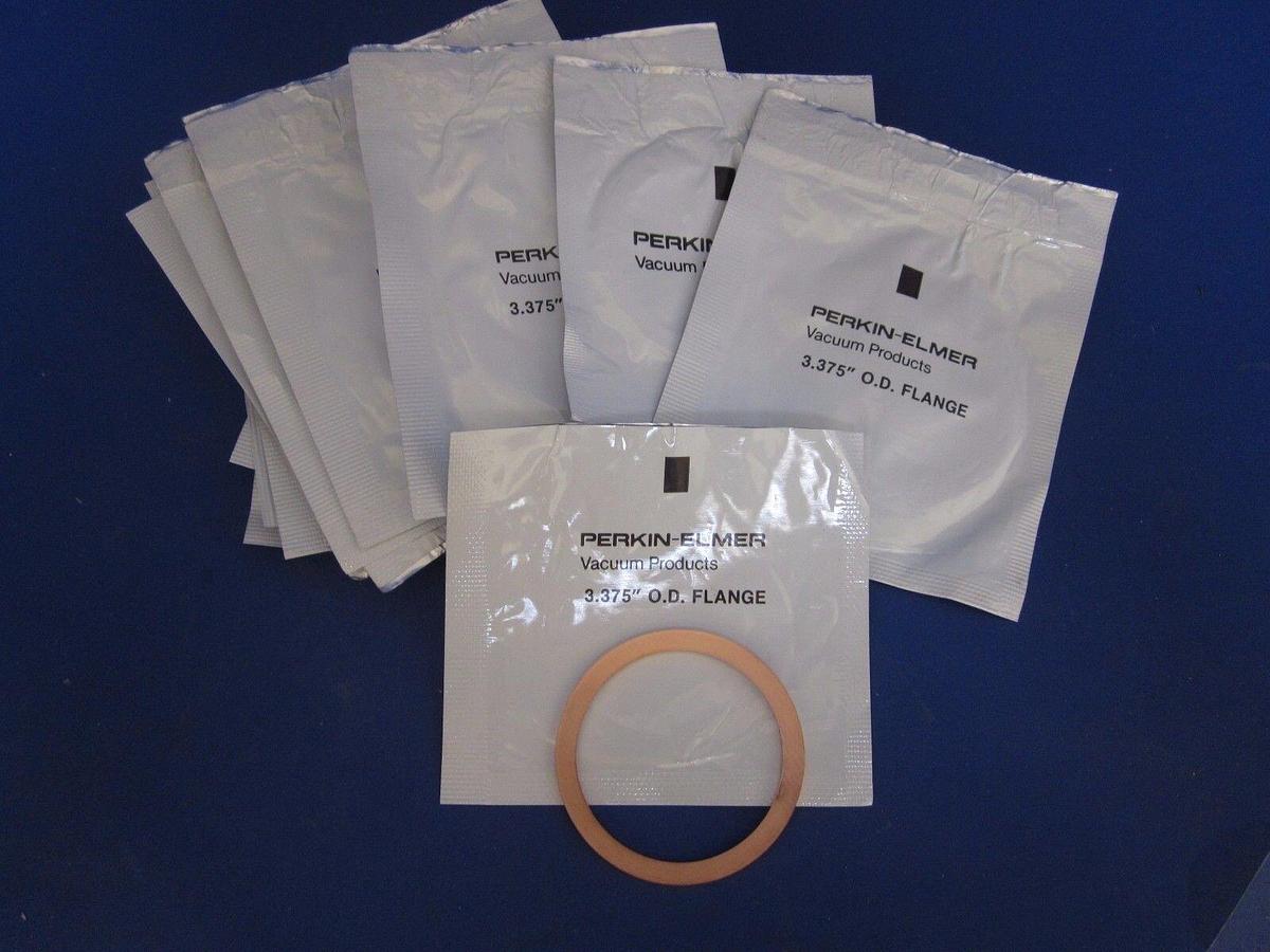 Used Perkin-Elmer Vacuum Products Copper Gasket for 3.375" Flange, NEW LOT of 10