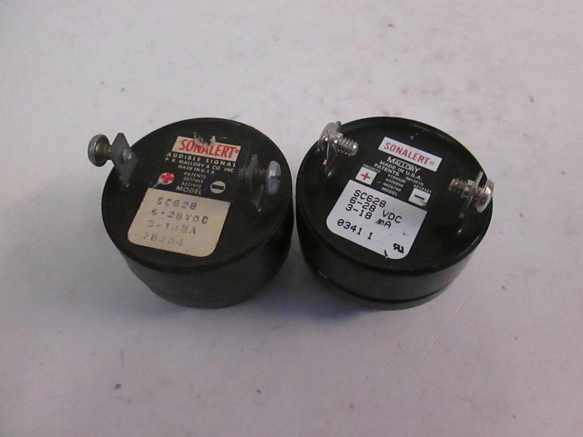 Used Mallory Sonalert SC628 Alarm Buzzer, 6-28 VDC Used, Lot of 2