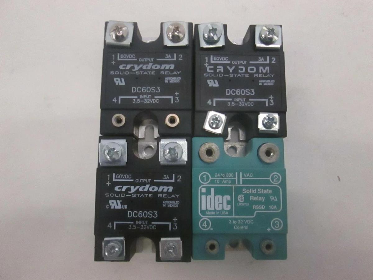 Used Crydom, Solid State Relay, DC60S3, Idec RSSD Used, Lot of 4