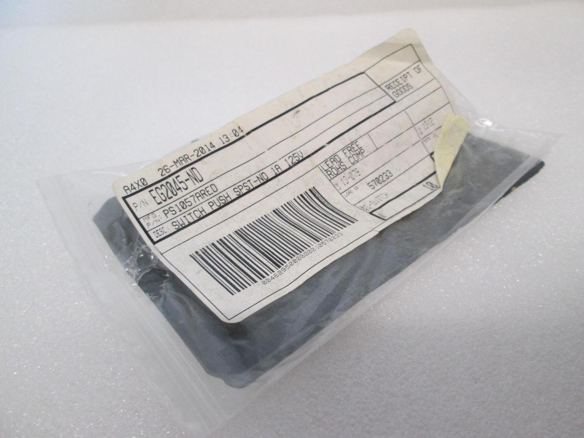 Red Push Button Switch, SPST-NO, 1A, 125V, 109-7169, New, Lot of 5