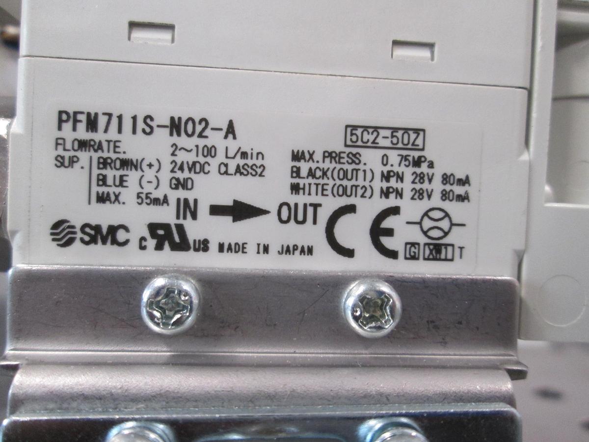 Used SMC, PFM711S-N02-A, Digital Air Flow Switch 100 L/Min 1/4 NPT USED