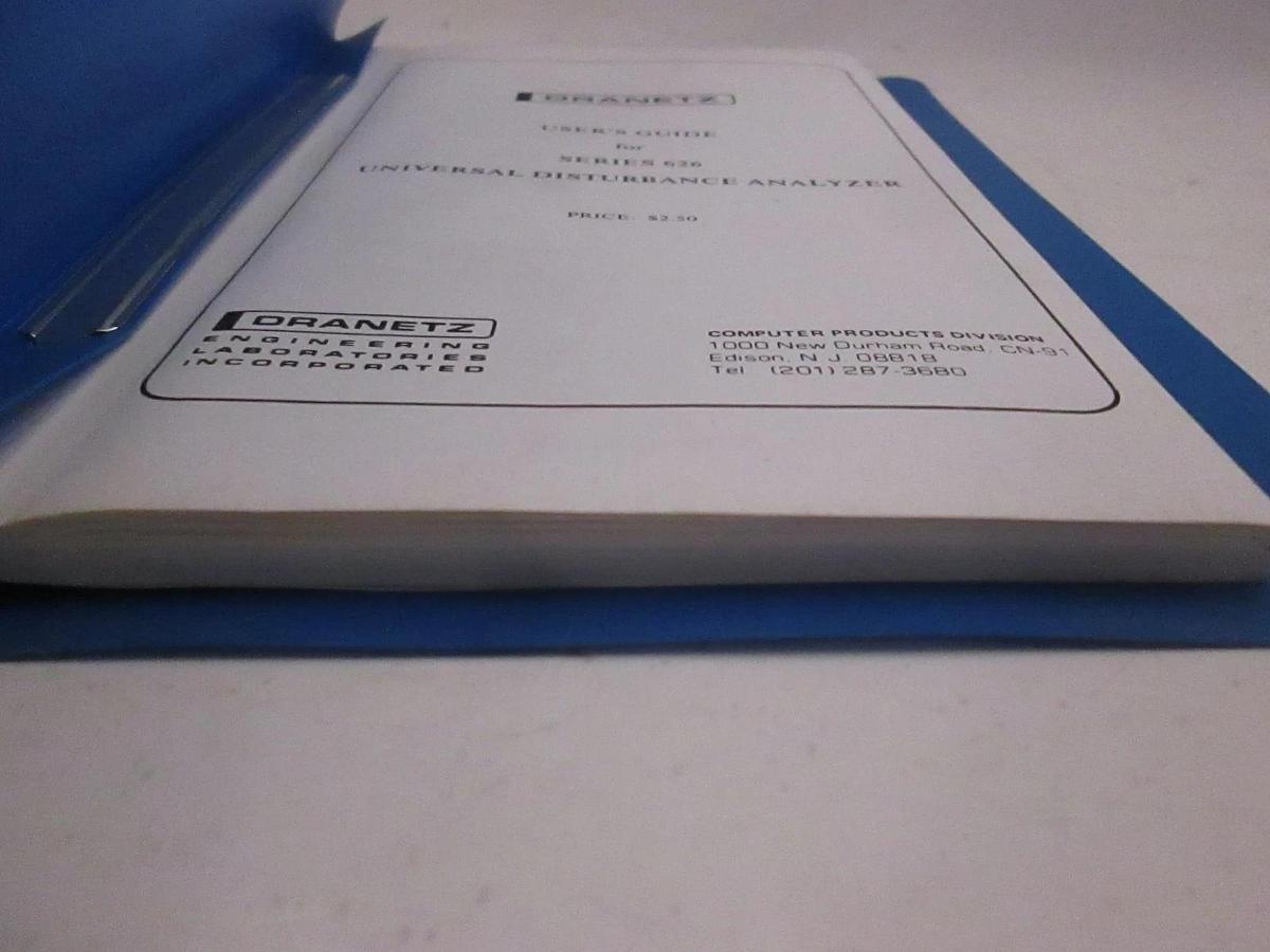 Used Dranetz User's Guide for Series 626 Universal Disturbance Analyzer, Used