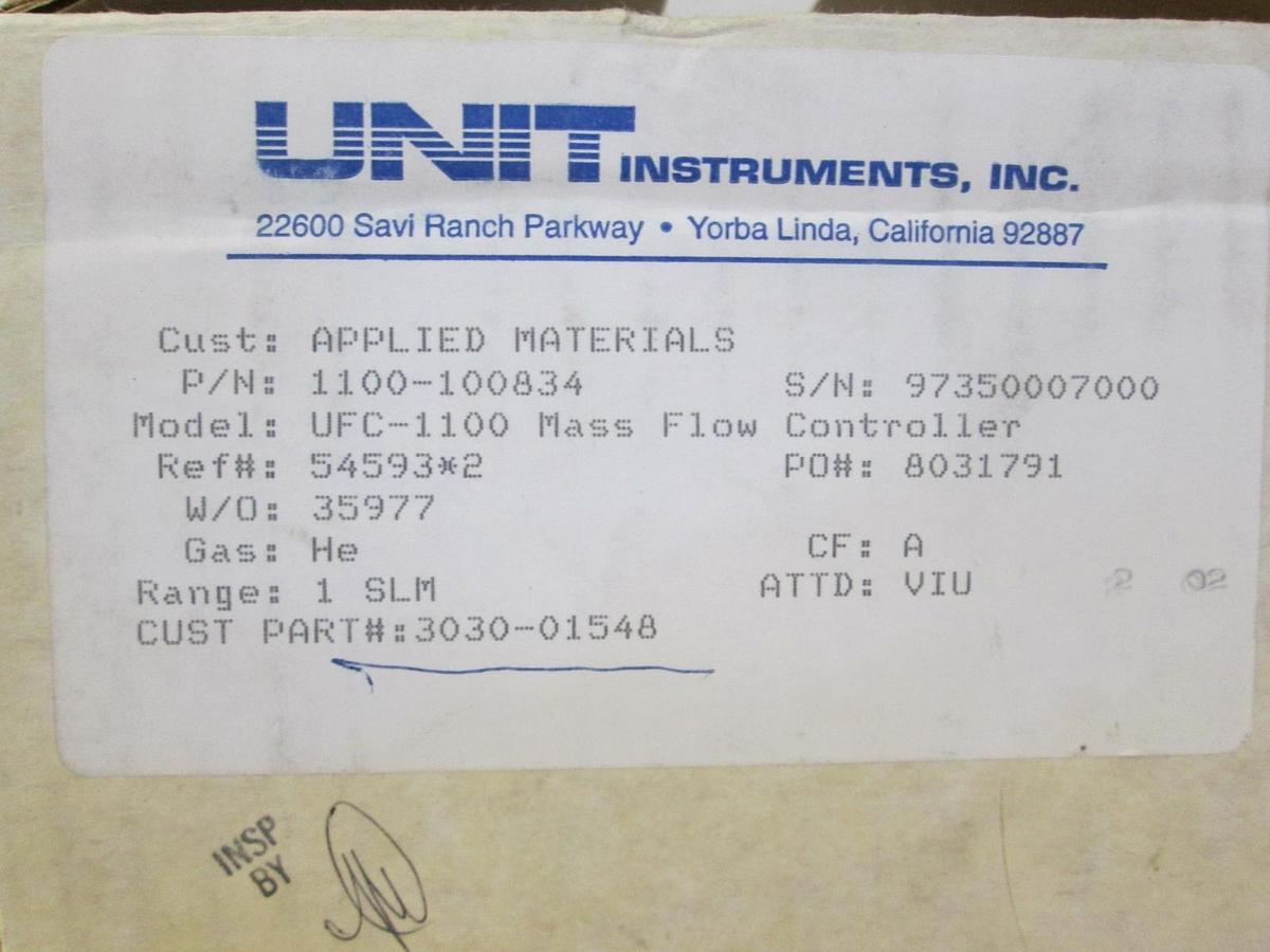 Used Unit UFC-1100 Mass Flow Controller, He, 1 SLM, Refurbished
