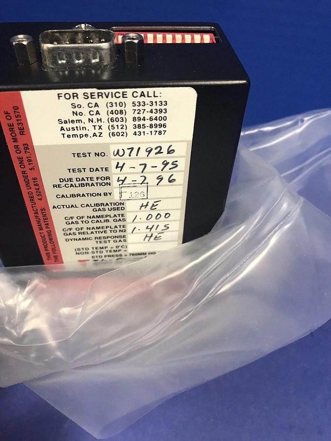 Used Tylan 2900 MFC PC-5979M Mass Flow Controller, 50 SCCM, HE, Block Mount, Rfrb