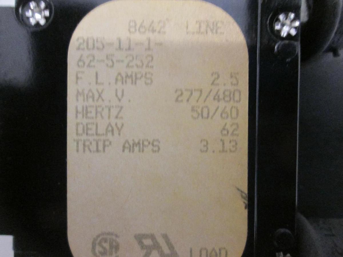 Used Carling Switch, Circuit Breaker, 205-11-1-62-5-252, 2.5A, Used