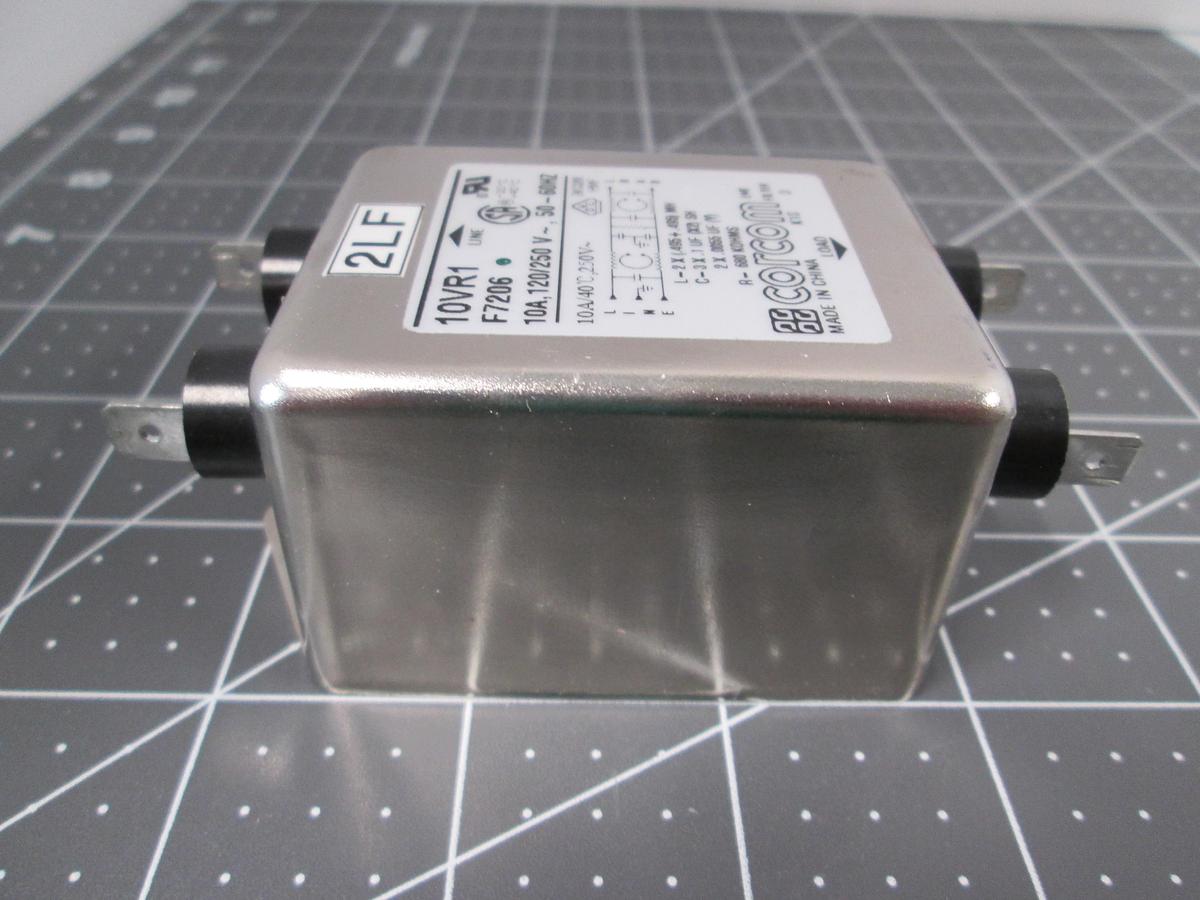 Used Corcom, 10VR1, F7206, EMI RFI power Line Filter 10A 120/250V 50/60Hz