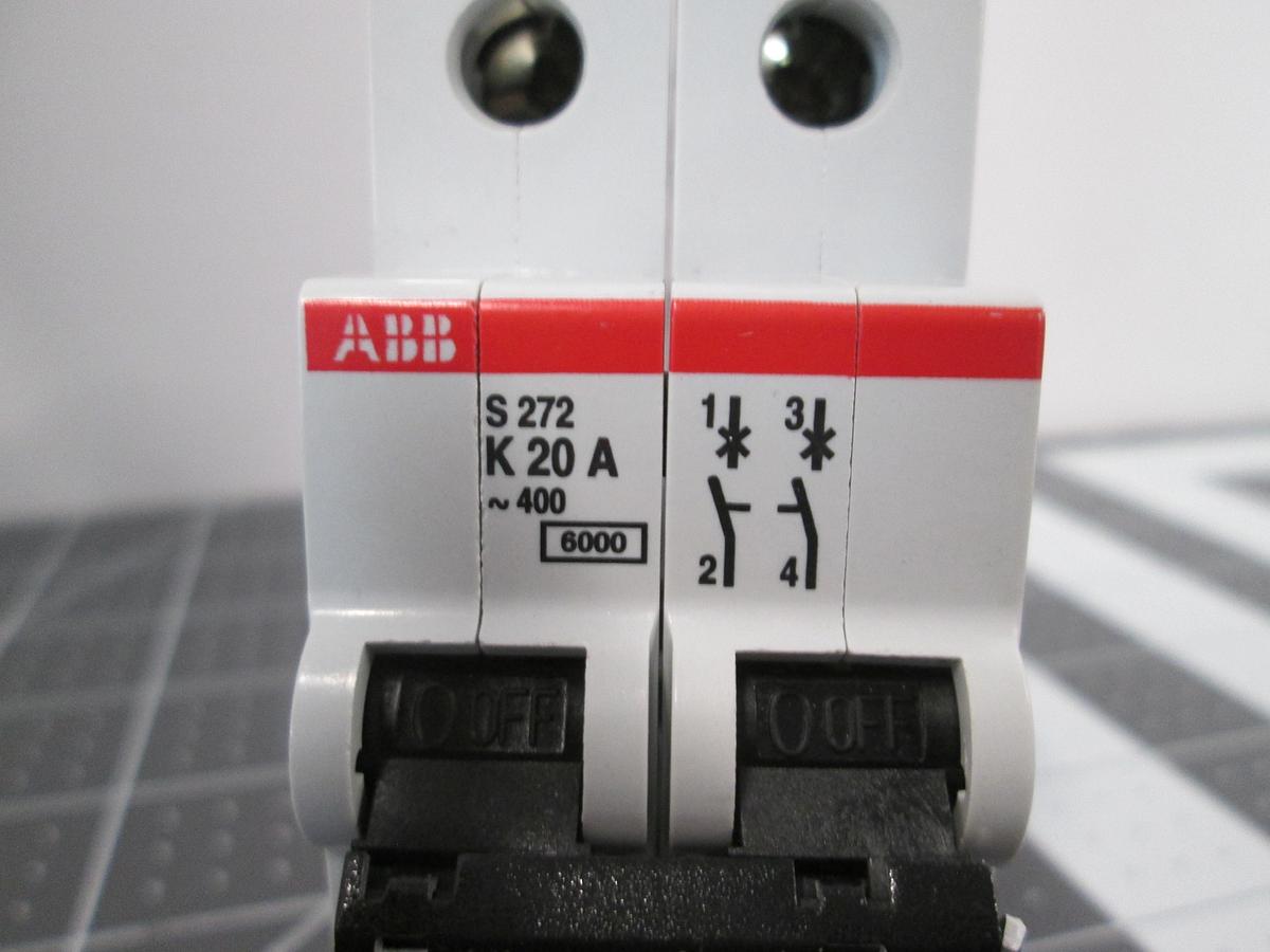 Used ABB, S272-K20A, 20A 2Pole 277/480VAC K Curve Circuit Breaker DIN Rail