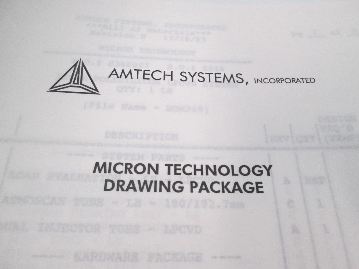 Used Amtech Systems, Micron Technology Drawing Package, 150mm Polysilicon LPCVD, Used