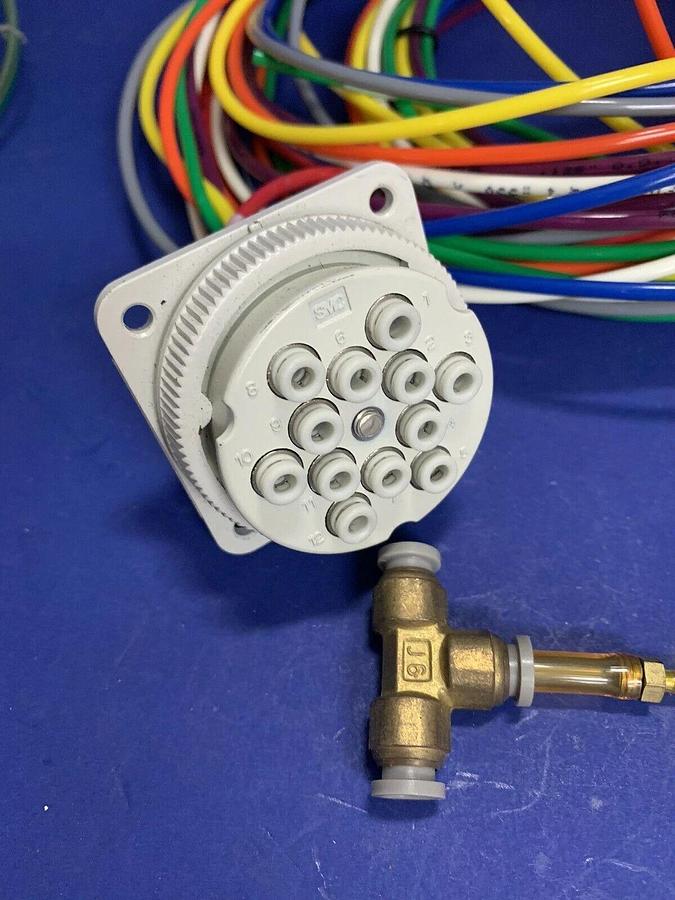 Used SMC DMK12-23 Multi-Connector w/ One-Touch Fittings and Poly Tubing, Used