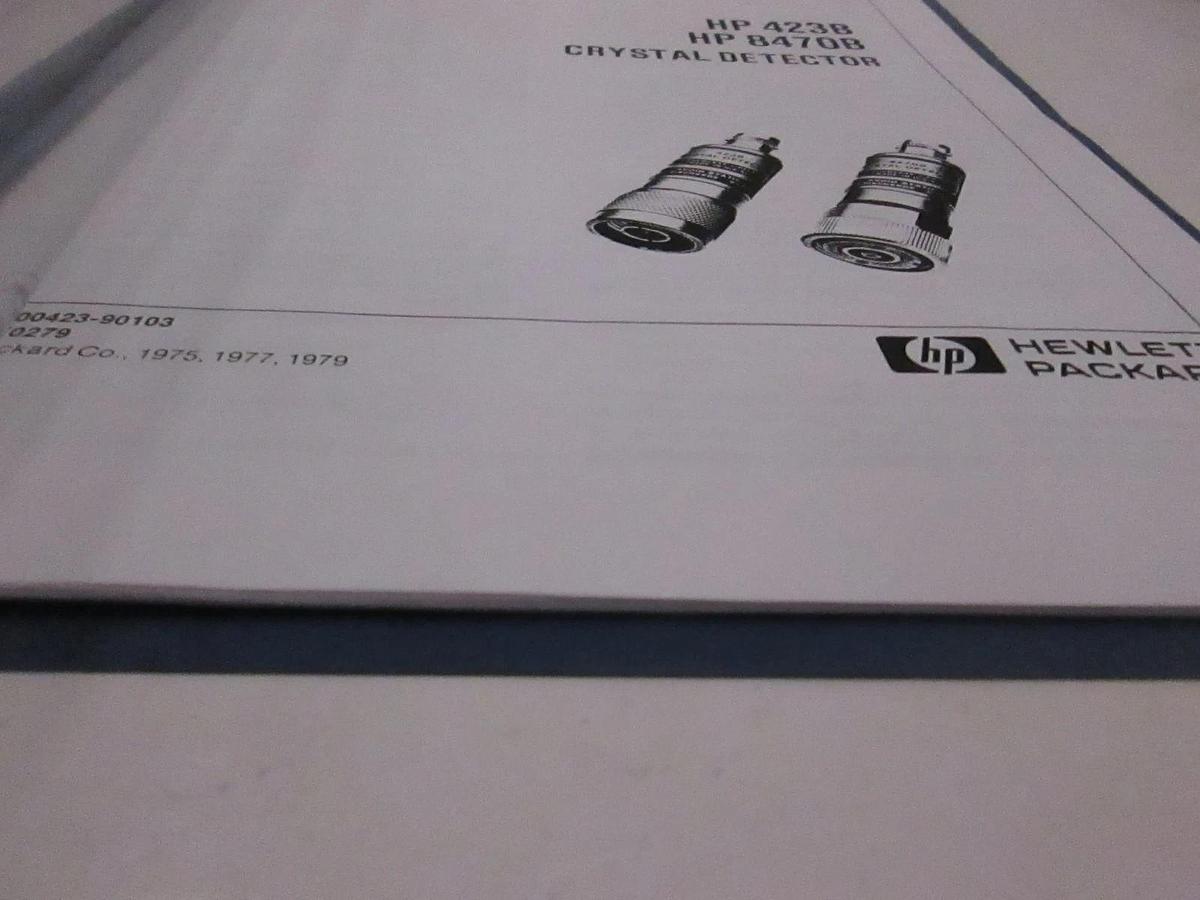 Used HP 423B and 8470B Crystal Detector Operating and Service Manual, Used