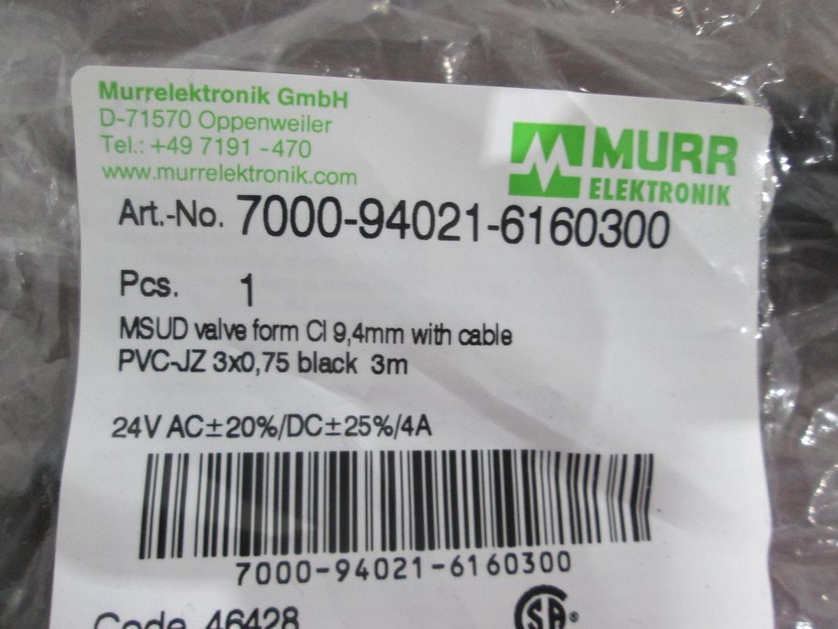 Murr Elektronik, 7000-94021-6160300, MSUD Valve Form CL 9.4mm w/Cable PVC-JZ, 3M