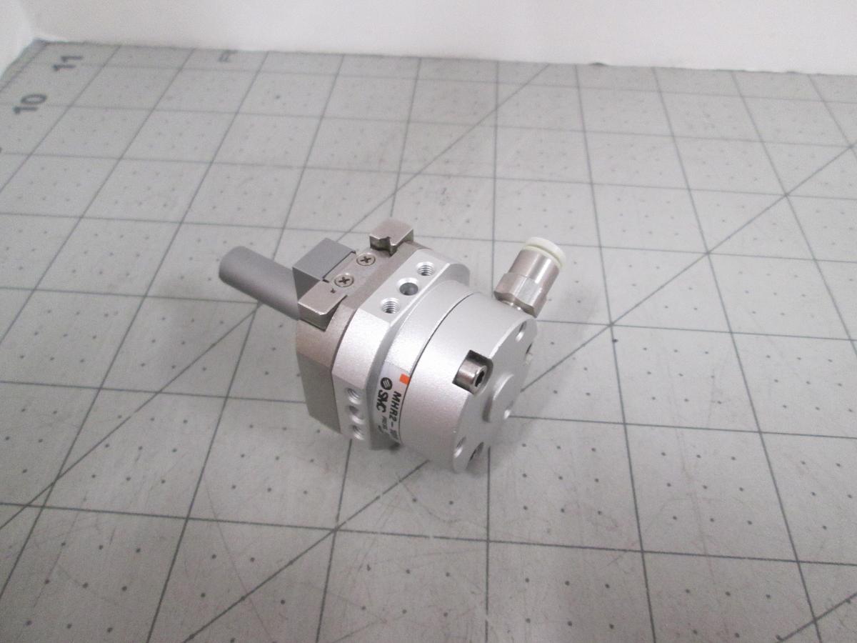Used SMC, MHR2-10R, 2-Finger Rotary, Actuated Pneumatic Air Gripper, 10MM, Used