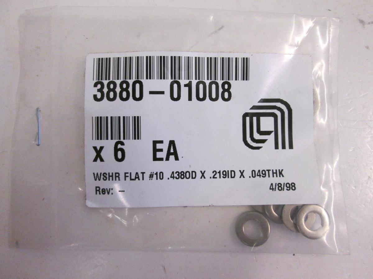 Used AMAT 3880-01008 Flat Washer .438OD x .219ID x .049THK, Lot of 6