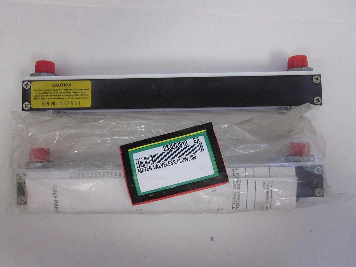 Used Cole Parmer N102-05 Valveless Flow Meter, 0-150 PSI, 1/4" Male - LOT of 2