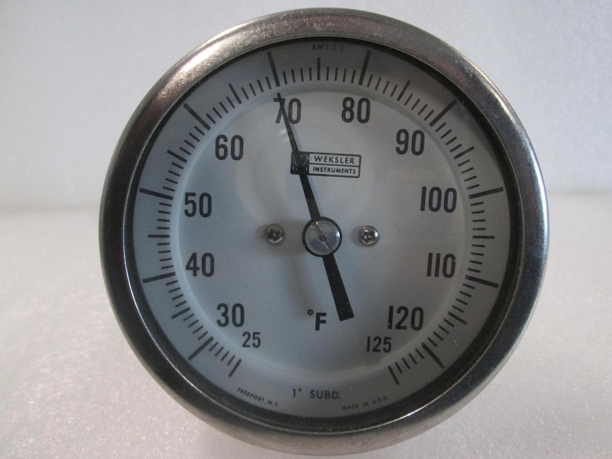 Used Weskler Instruments, 25-125 Degree F, SUBD Thermometer, New