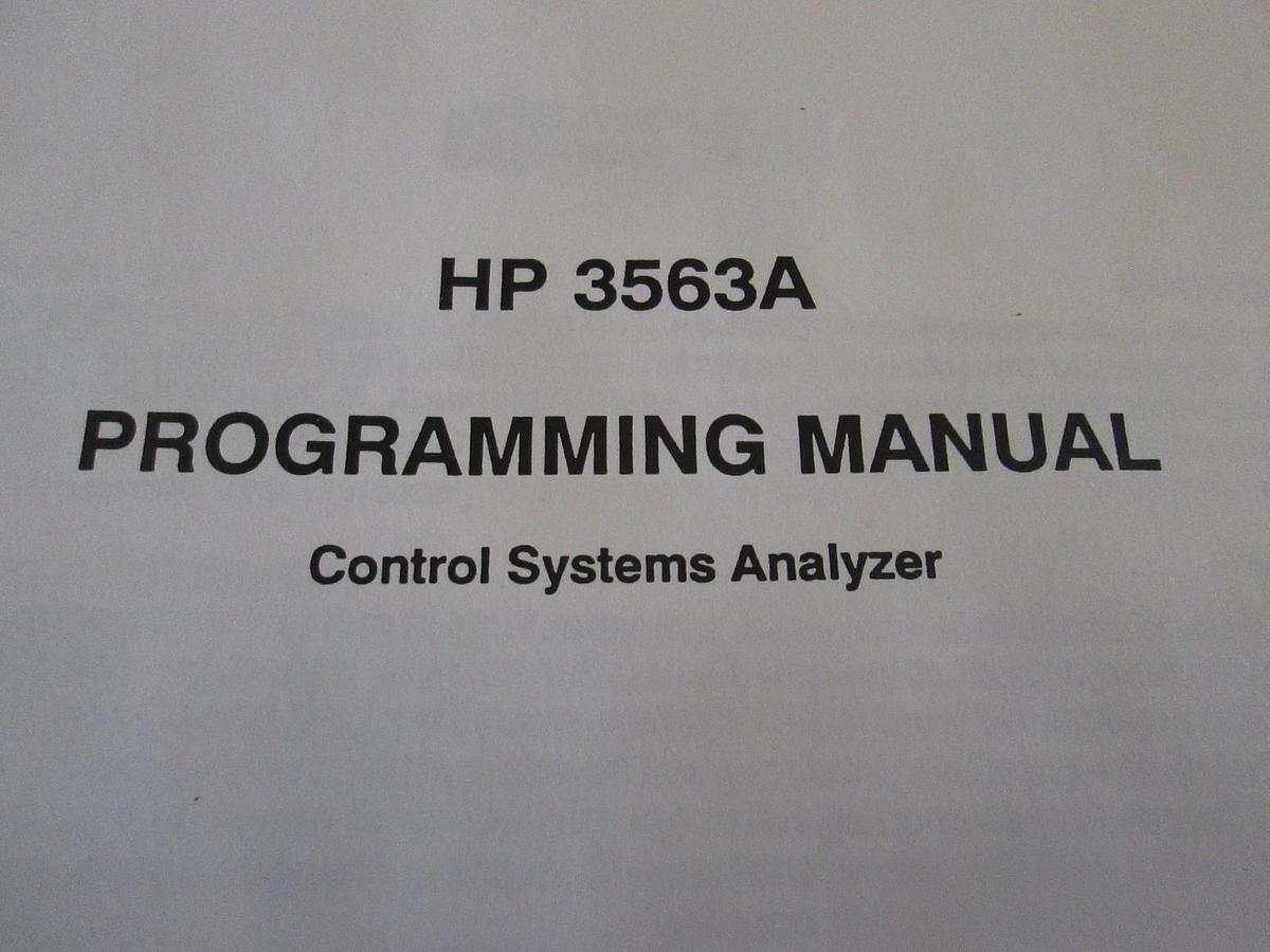 Used HP 3563A Control Systems Analyzer, Programming Manual, Used