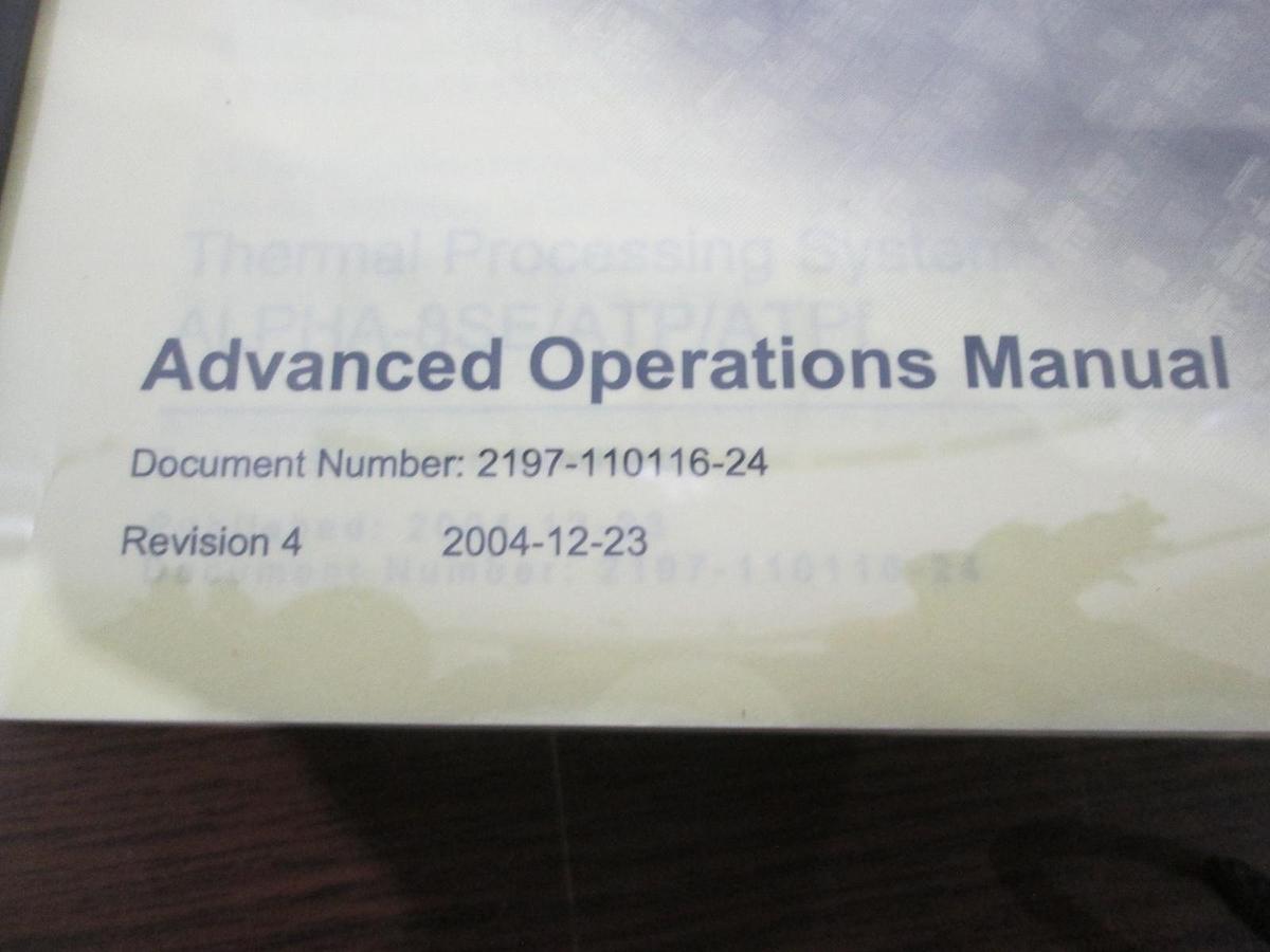 TEL Tokyo Electron, ALPHA-8SE/ATP/ATPf, Advanced Operations Manual, New