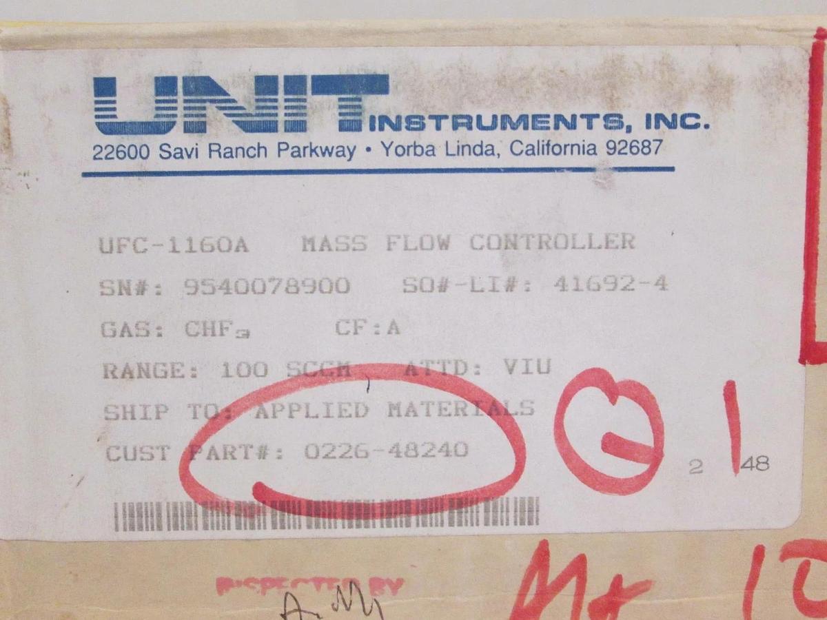 Refurbished Unit UFC-1160A Mass Flow Controller, CHF3, 100 SCCM, Refurbished