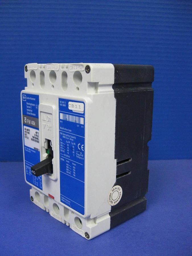Used Westinghouse Series C FWF3040L Circuit Breaker,415 VAC, 40A 3 Pole, Used