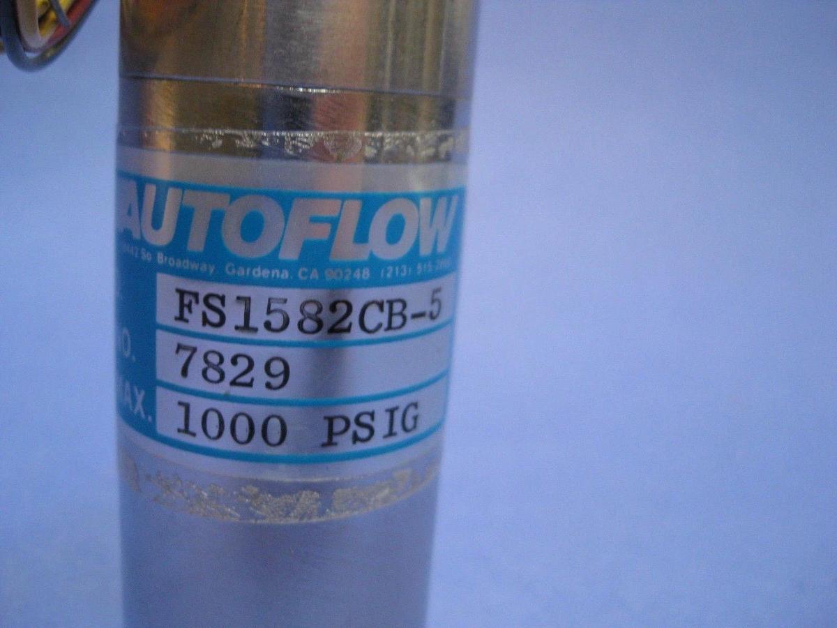 Used Autoflow FS1582CB-5 Flow Switch for High Flow Liquid, Buna-N Seal, Used
