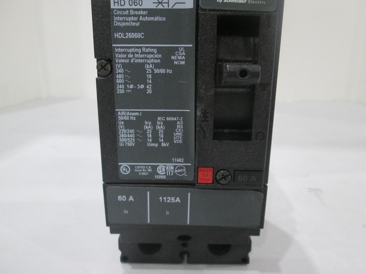 Schneider Electric, PowerPact, HD 060, Circuit Breaker, HDL26060C, 60A, New