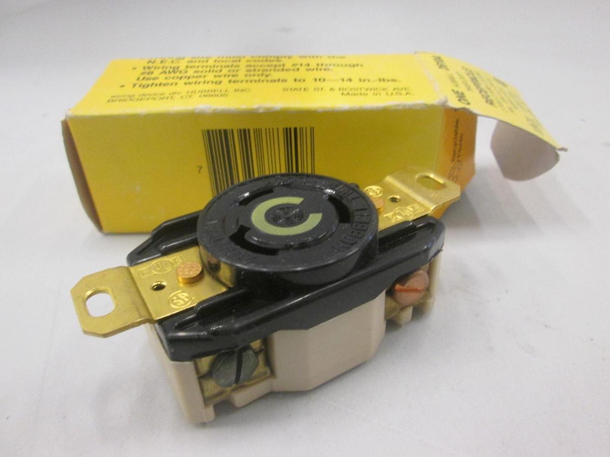 Hubbell, 2610A, Twist Lock Receptacle, 2 Pole, 30A, 125V. New