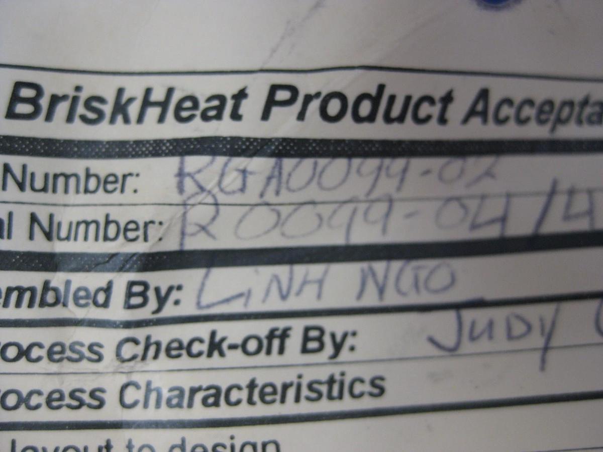 Used SVG 909855-010 TSM211128, BriskHeat RGA0099-02, Heater Jacket, 120V, 40W,