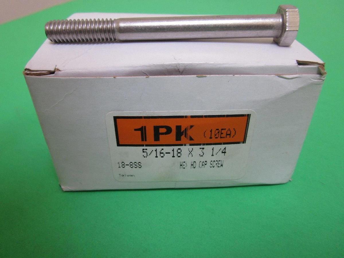 Lot of 52! Hex Head Cap Screw with Partial Thread, 18-8SS, 5/16-18 x 3 1/4"