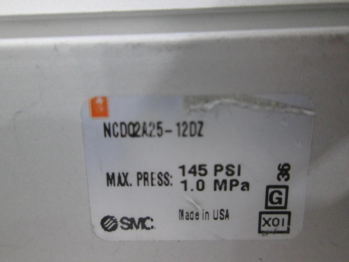 SMC, Pneumatic Cylinder, NCDQ2A25-12DZ, 145 PSI, 1.0 MPa, Used