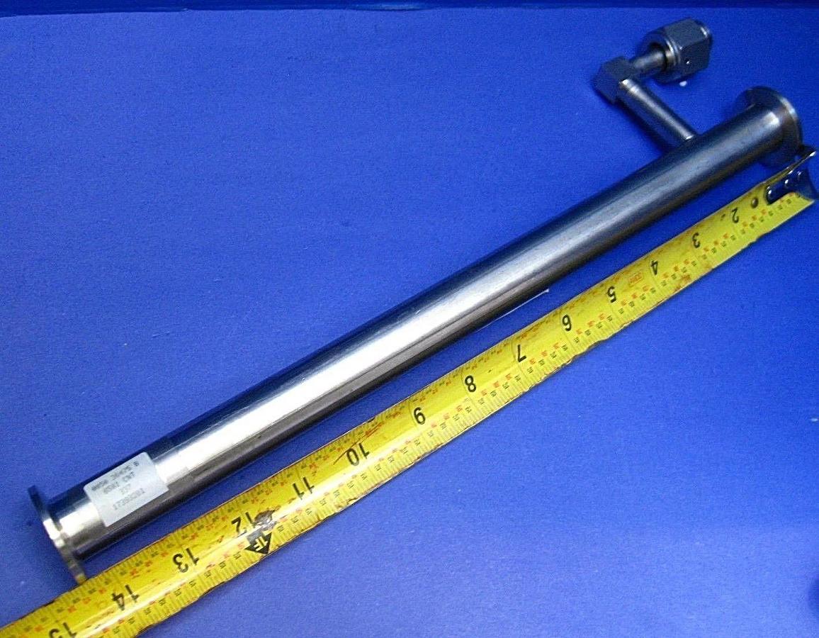 Used Vacuum Tube Weldment,14.5" SS Pipe NW25 Flanges w/ 1/2" FVCR Port New